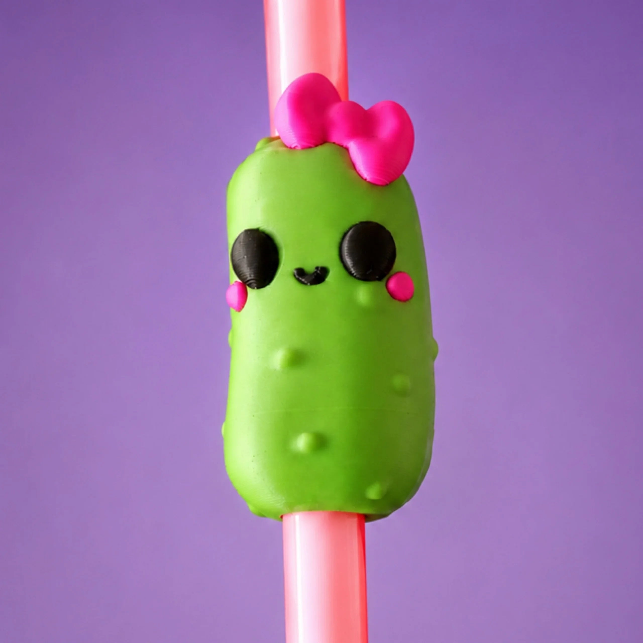 Lil’ Miss Pickle Straw Charm - 3D printed straw topper & accessories by TX3D Printing Co.