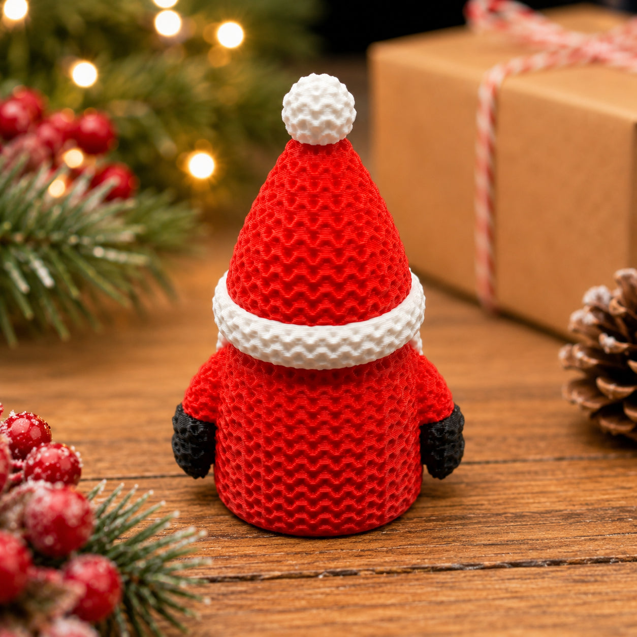 3D Printed Knitted Santa Gnome
