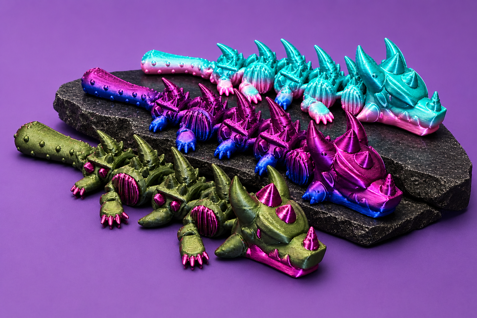 Mini Flexi Dragon - 3D printed fidget toys by TX3D Printing Co.