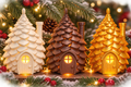 3D-Printed Cozy Pine Cone Cottage Ornament with LED Tealight - 3D printed holiday-christmas by TX3D Printing Co.