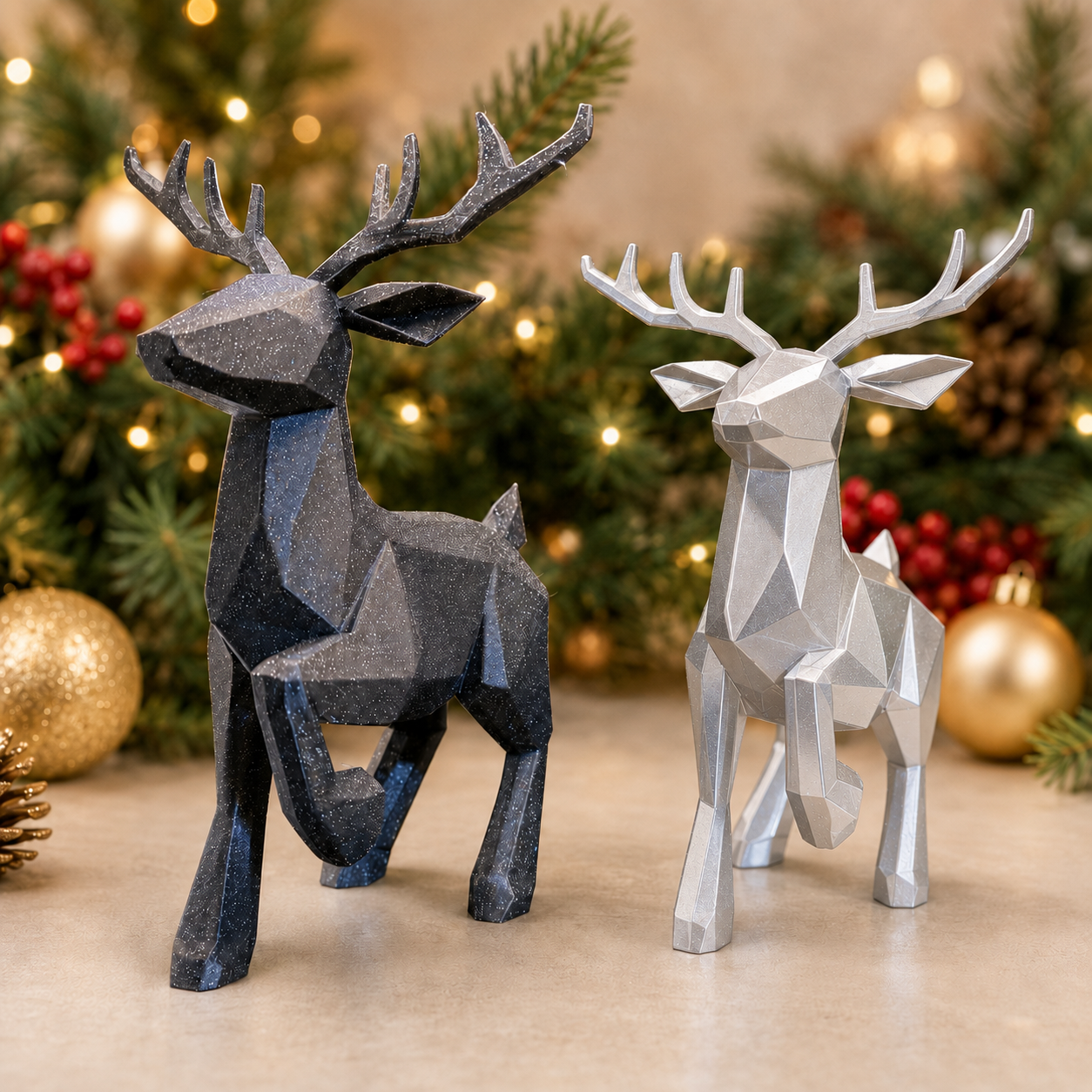Geometric Reindeer - 3D printed holiday-christmas by TX3D Printing Co.