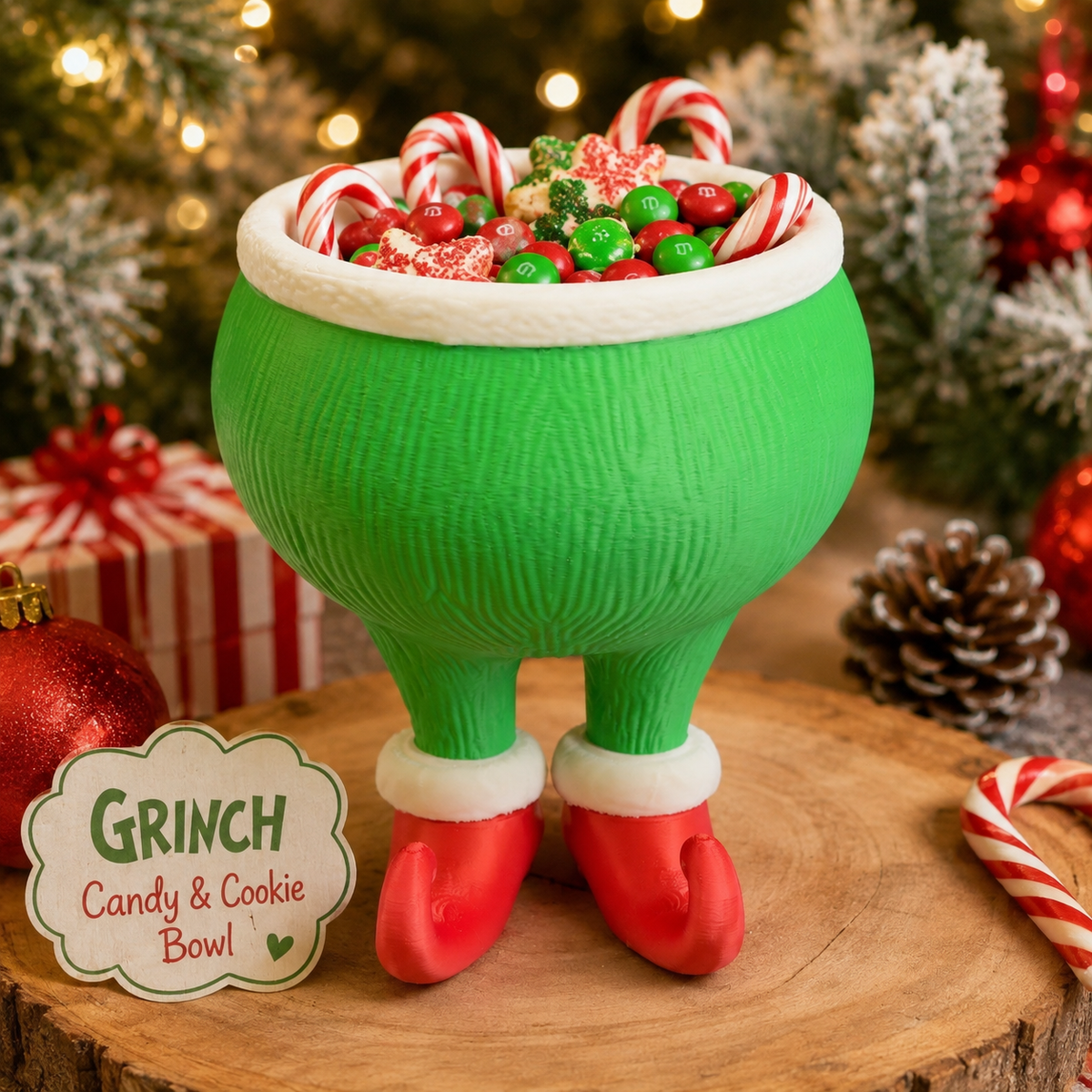 Grinch Cookie/Candy Bowl - 3D printed holiday-christmas by TX3D Printing Co.