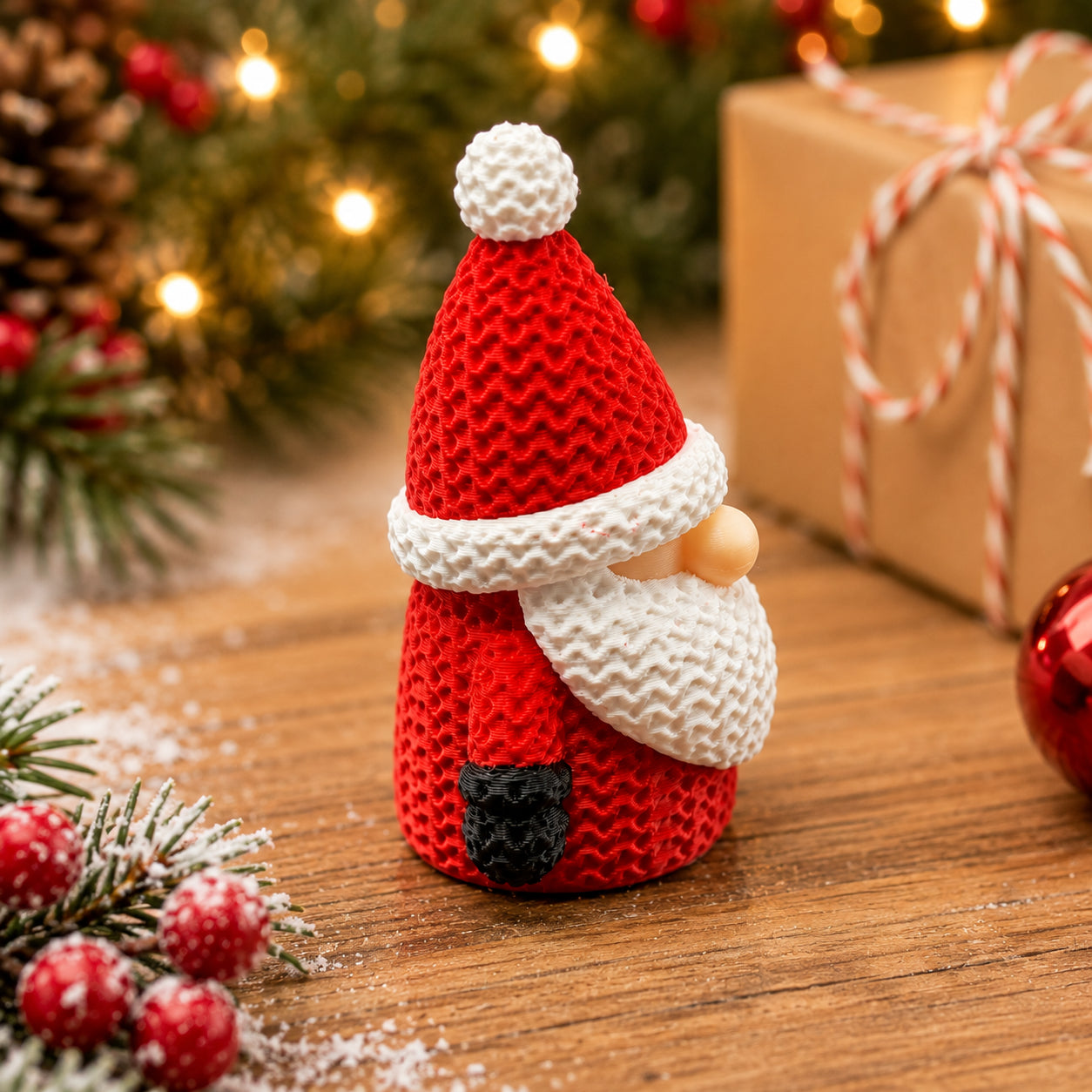 3D Printed Knitted Santa Gnome