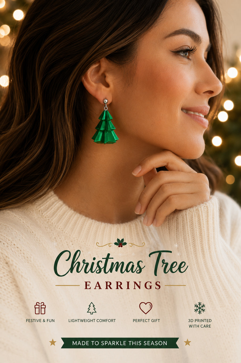 Christmas Tree Earrings | Metalic