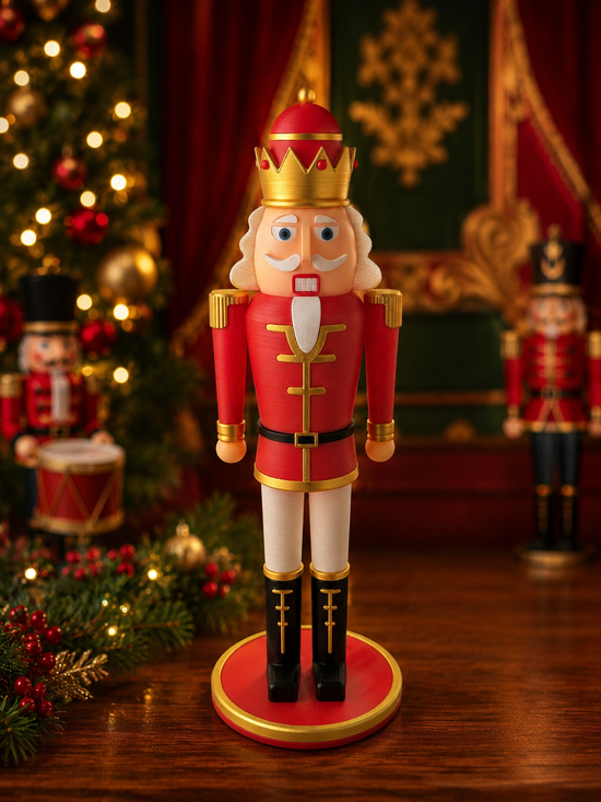 Traditional Red and Gold Holiday Soldier | Classic Nutcracker Figurine - 3D printed holiday-christmas by TX3D Printing Co.