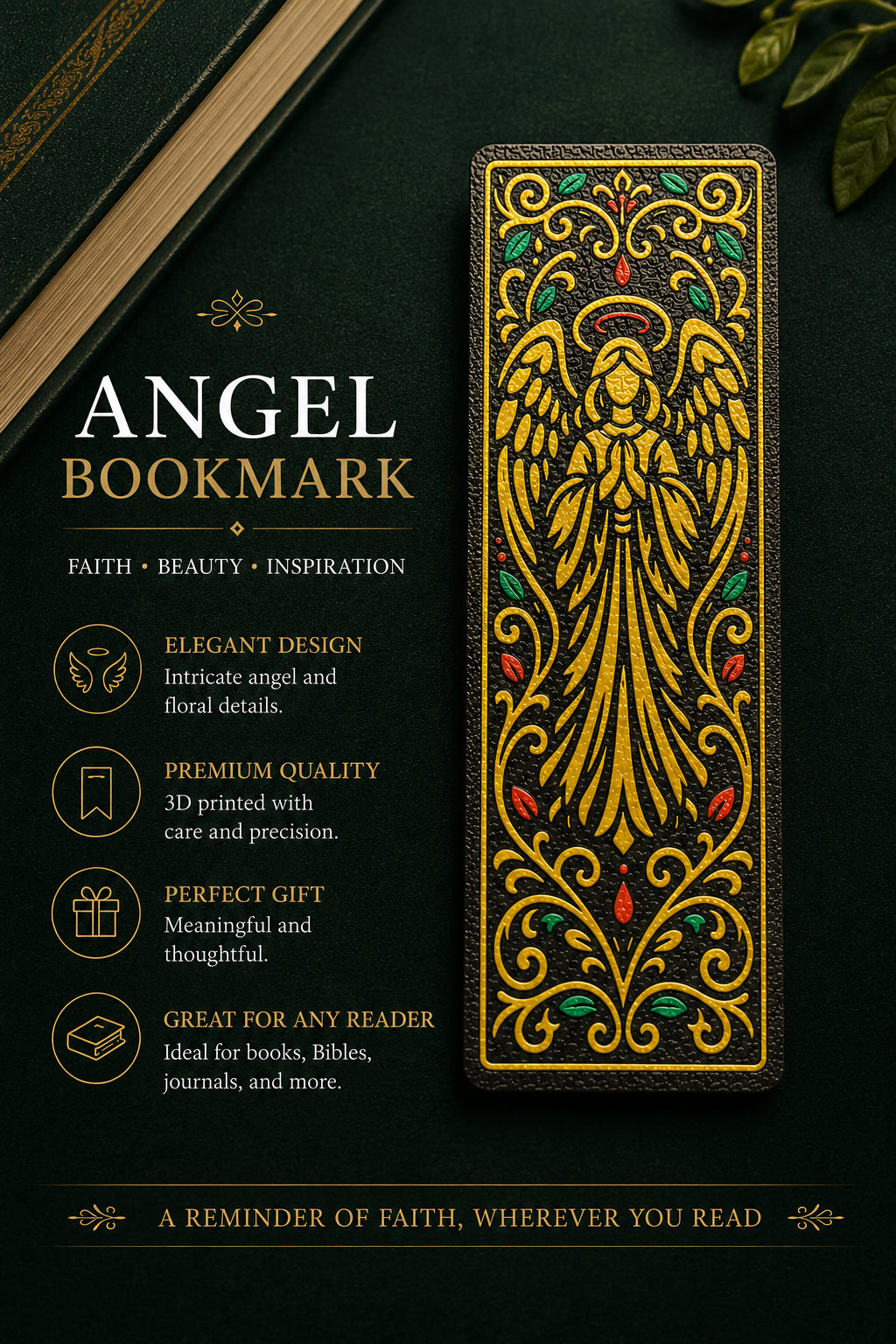 3D Printed Decorative Angel Bookmark - 3D printed religious by TX3D Printing Co.