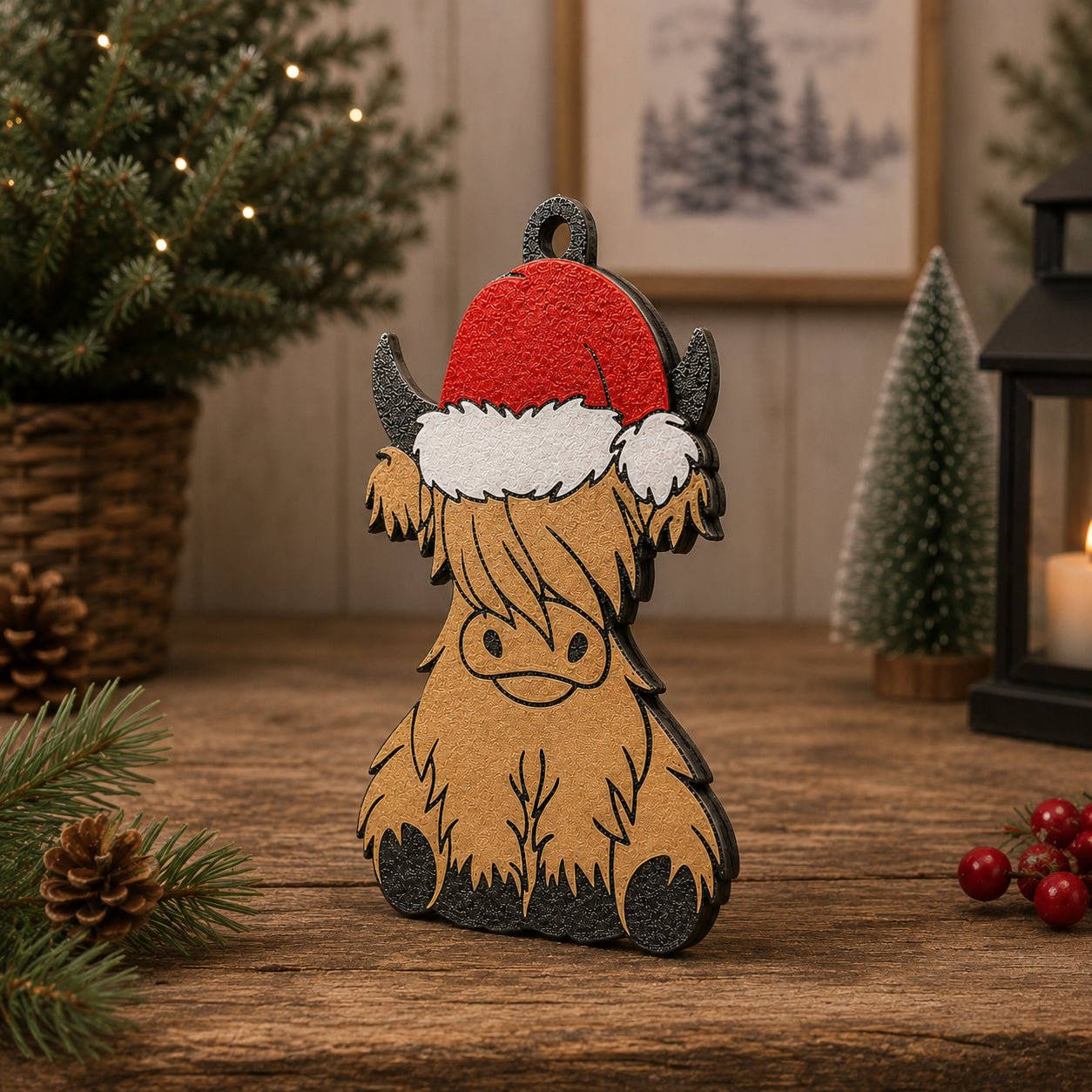 Highland Cow Christmas Ornament