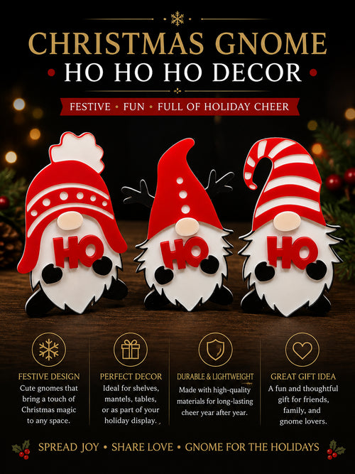 3D Printed Christmas Gnome “HO HO HO” Décor - 3D printed holiday-christmas by TX3D Printing Co.