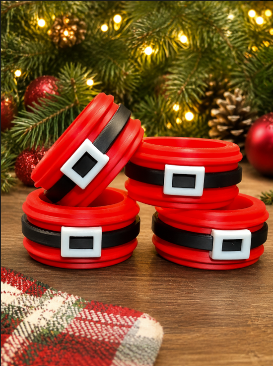 Santa Belt Napkin Rings Set of 4 - 3D printed holiday-christmas by TX3D Printing Co.